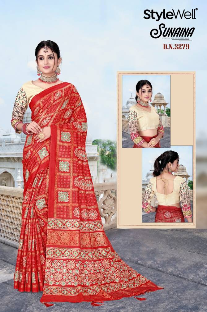 Sunaina By Stylewell Silk Printed Sarees Wholesale Price In Surat